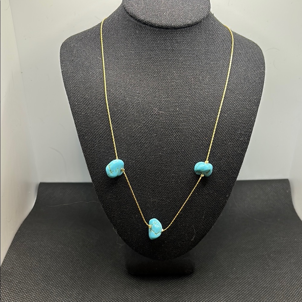 🩵 Turquoise Nugget and 14K Gold Filled Necklace